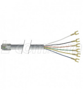 Flat Modular Cable, RJ12 (6x6) / Spade Lug, 7.0 ft