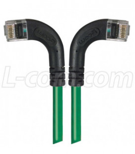 Category 6 Right Angle RJ45 Ethernet Patch Cords - RA (Left) to RA (Right) - Green, 5.0Ft