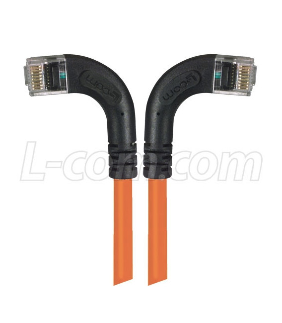 Category 6 Right Angle RJ45 Ethernet Patch Cords - RA (Left) to RA (Right) - Orange, 15.0Ft
