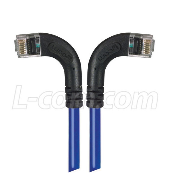 Category 6 Right Angle RJ45 Ethernet Patch Cords - RA (Left) to RA (Right) - Blue, 15.0Ft