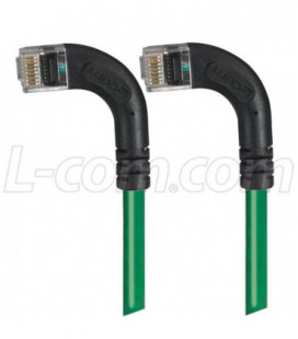 Category 6 Right Angle RJ45 Ethernet Patch Cords - RA (Left) to RA (Left) - Green, 7.0Ft