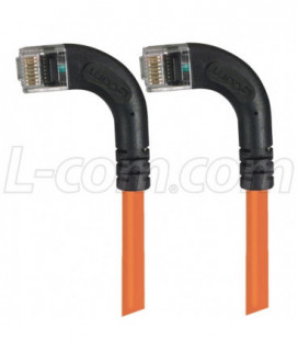 Category 6 Right Angle RJ45 Ethernet Patch Cords - RA (Left) to RA (Left) - Orange, 25.0Ft