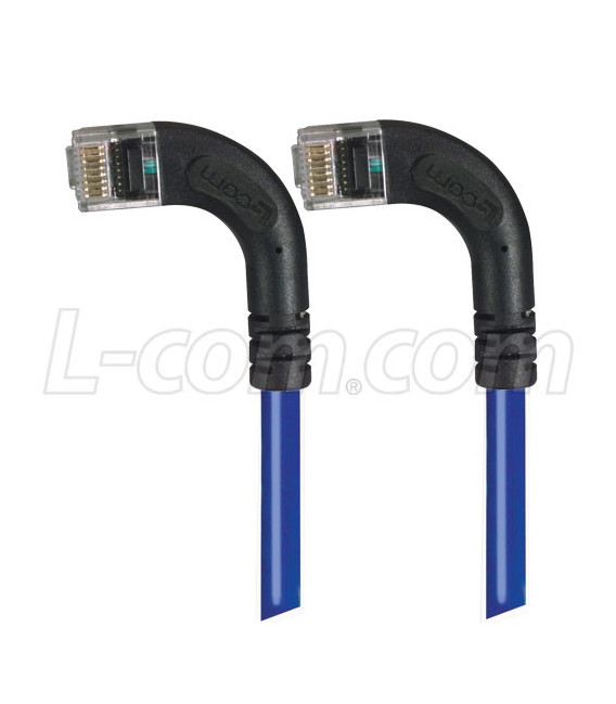 Category 6 Right Angle RJ45 Ethernet Patch Cords - RA (Left) to RA (Left) - Blue, 20.0Ft