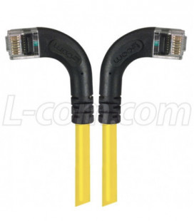 Category 6 Right Angle RJ45 Ethernet Patch Cords - RA (Left) to RA (Right) - Yellow, 15.0Ft