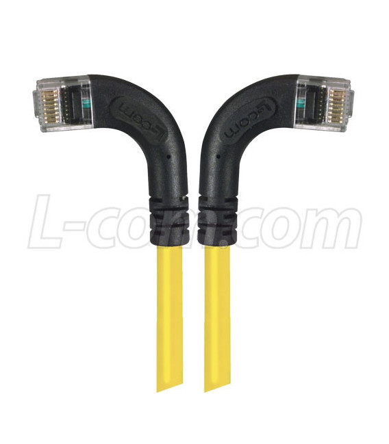 Category 6 Right Angle RJ45 Ethernet Patch Cords - RA (Left) to RA (Right) - Yellow, 3.0Ft