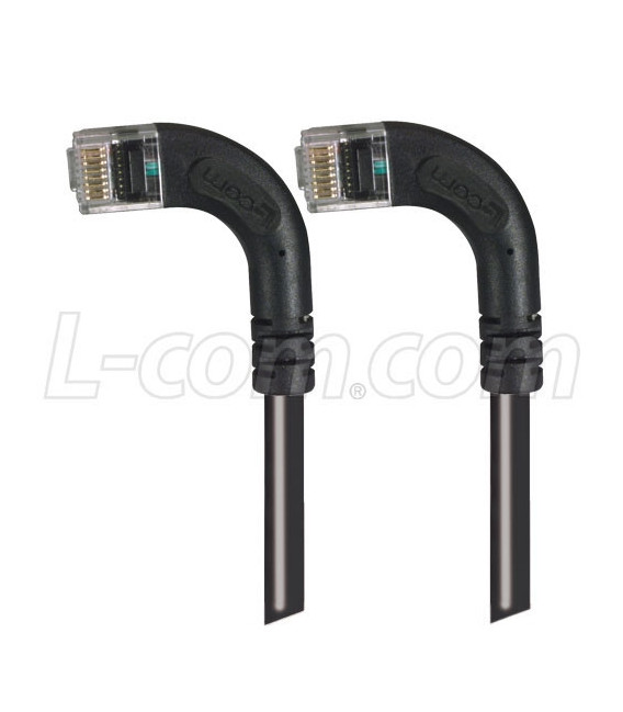 Category 6 Right Angle RJ45 Ethernet Patch Cords - RA (Left) to RA (Left) - Black, 7.0Ft