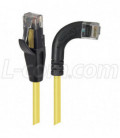 Category 6 Right Angle RJ45 Ethernet Patch Cords - Straight to RA (Right) - Yellow, 1.0Ft