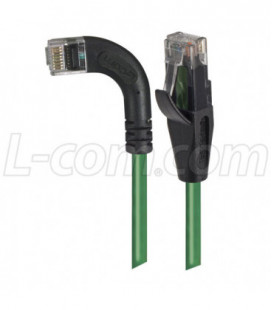 Category 6 Right Angle RJ45 Ethernet Patch Cords - Straight to RA (Left) - Green, 3.0Ft