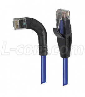 Category 6 Right Angle RJ45 Ethernet Patch Cords - Straight to RA (Left) - Blue, 1.0Ft