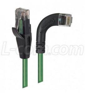 Category 6 Right Angle RJ45 Ethernet Patch Cords - Straight to RA (Right) - Green, 30.0Ft