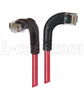 Category 6 Right Angle Patch Cable, RA Right Exit/Right Angle Down- Red 1.0 ft