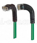 Category 6 Right Angle Patch Cable, RA Left Exit/Right Angle Down- Green 10.0 ft