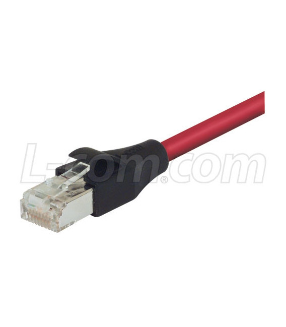 Double Shielded LSZH 26 AWG Stranded Cat 6 RJ45/RJ45 Patch Cord, Red, 1.0 Ft
