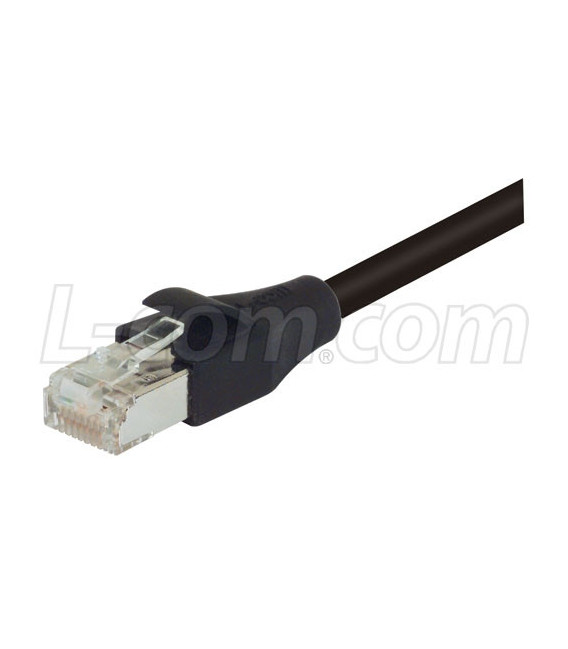 Double Shielded LSZH 26 AWG Stranded Cat 6 RJ45/RJ45 Patch Cord, Black, 25.0 Ft