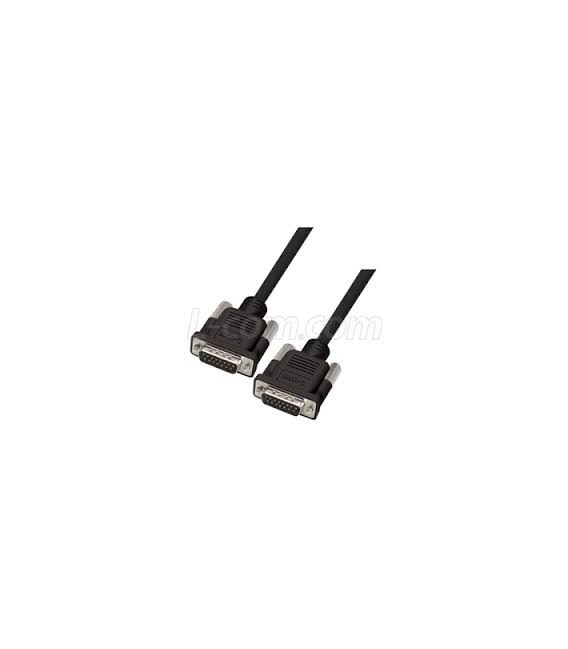 Premium Molded Black D-Sub Cable, DB15 Male / Male, 10.0 ft