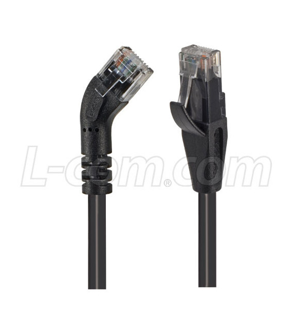 Category 5E 45° Patch Cable, Straight/Left 45° Angle, Black 5.0 ft