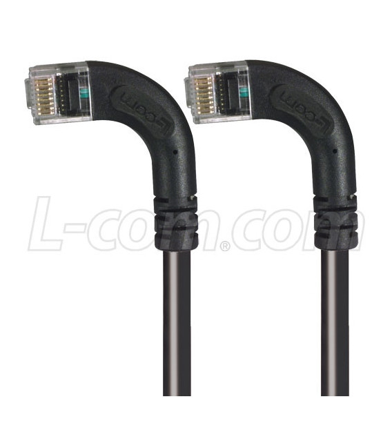 Category 5E LSZH Right Angle Patch Cable, Right Angle Left/Right Angle Left, Black, 10.0 ft