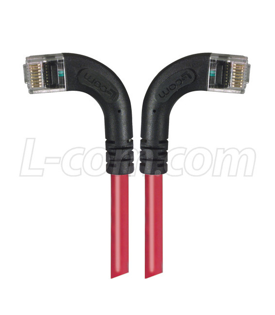 Category 5E LSZH Right Angle Patch Cable, Right Angle Left/Right Angle Right, Red, 5.0 ft