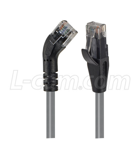 Category 5E 45° Patch Cable, Straight/Left 45° Angle, Gray 1.0 ft