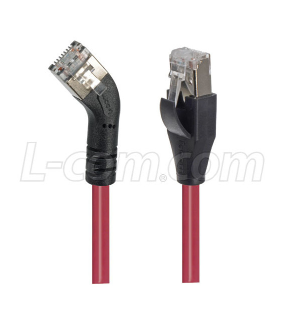 Category 5E Shielded 45° Patch Cable, Straight/Right 45° Angle, Red 10.0 ft
