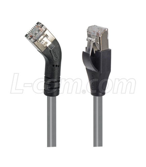 Category 5E Shielded 45° Patch Cable, Straight/Right 45° Angle, Gray 7.0 ft