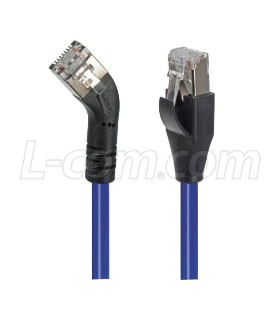 Category 5E Shielded 45° Patch Cable, Straight/Right 45° Angle, Blue 3.0 ft