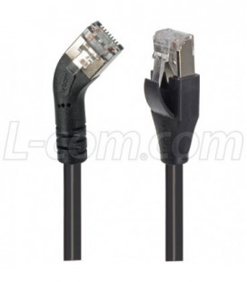 Category 5E Shielded 45° Patch Cable, Straight/Left 45° Angle, Black 10.0 ft