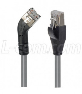 Category 5E Shielded 45° Patch Cable, Straight/Left 45° Angle, Gray 3.0 ft