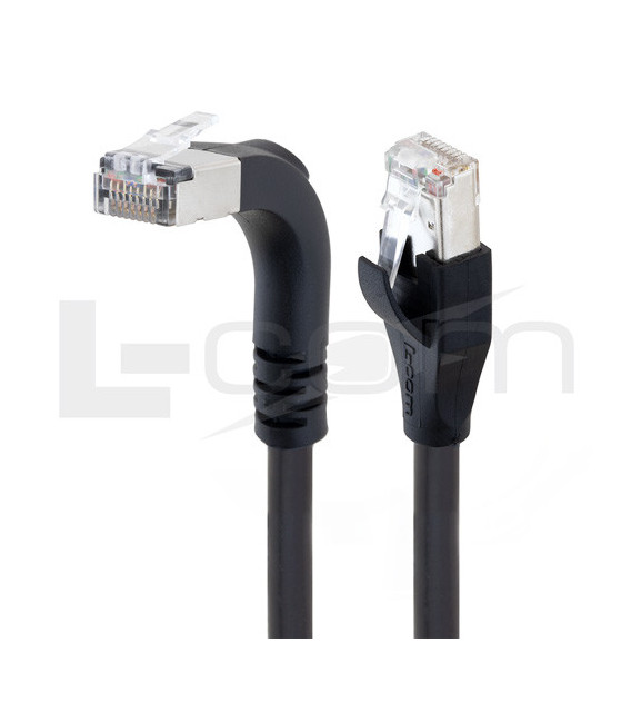 Shielded Category 5e High Flex Right Angle Ethernet Assembly, Straight/Right Angle Up, 2.0m