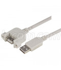 USB Type A Coupler, Female Bulkhead/Type A Male, 0.3M