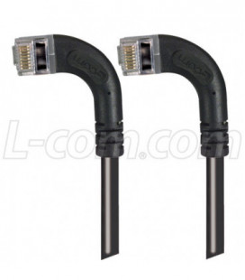 Category 5E Shielded LSZH Right Angle Patch Cable, Right Angle Left/Right Angle Left, Black, 3.0 ft
