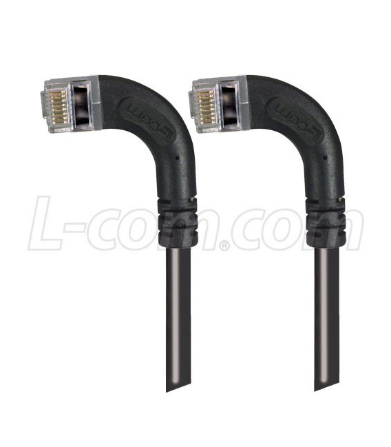 Category 5E Shielded LSZH Right Angle Patch Cable, Right Angle Left/Right Angle Left, Black, 10.0 ft