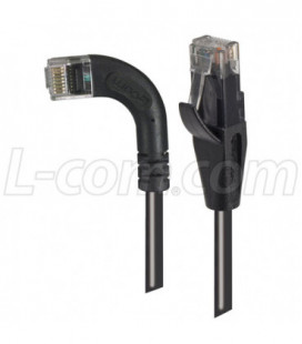 Category 5E LSZH Right Angle Patch Cable, Straight/Right Angle Left, Black, 2.0 ft