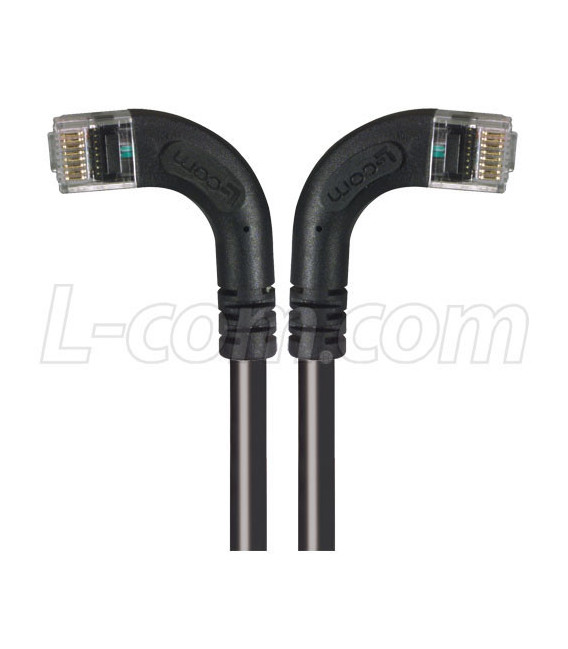 Category 5E LSZH Right Angle Patch Cable, Right Angle Left/Right Angle Right, Black, 1.0 ft