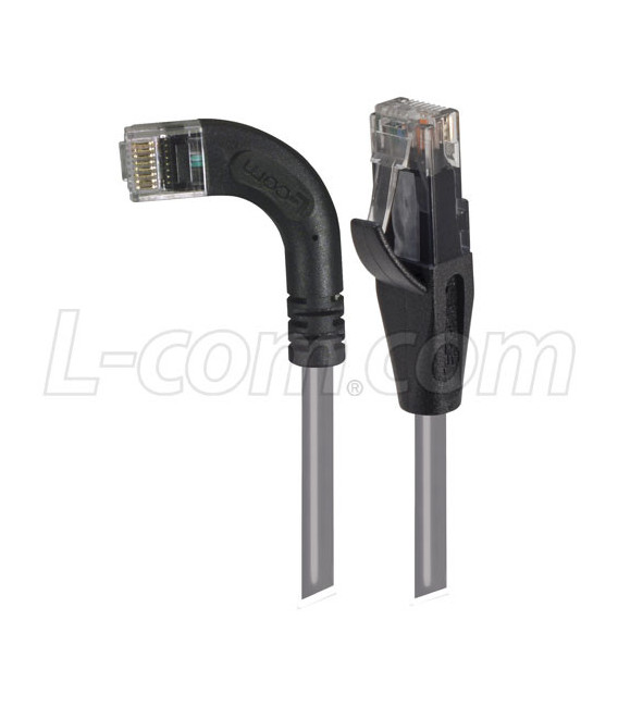 Category 5E LSZH Right Angle Patch Cable, Straight/Right Angle Left, Gray, 2.0 ft