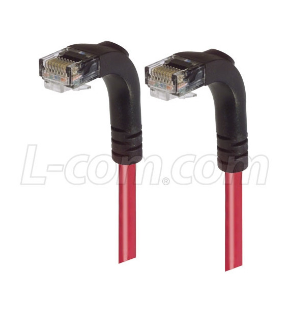 Category 5E LSZH Right Angle Patch Cable, Right Angle Down/Right Angle Down, Red, 5.0 ft