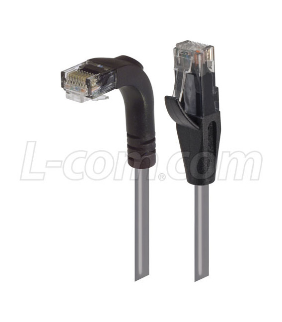 Category 5E LSZH Right Angle Patch Cable, Straight/Right Angle Down, Gra,y 3.0 ft