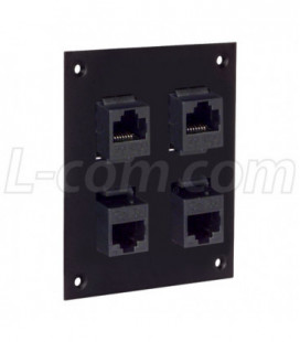 Universal Sub-Panel, 4 Category 5E Right Angle Unshielded RJ45 Couplers