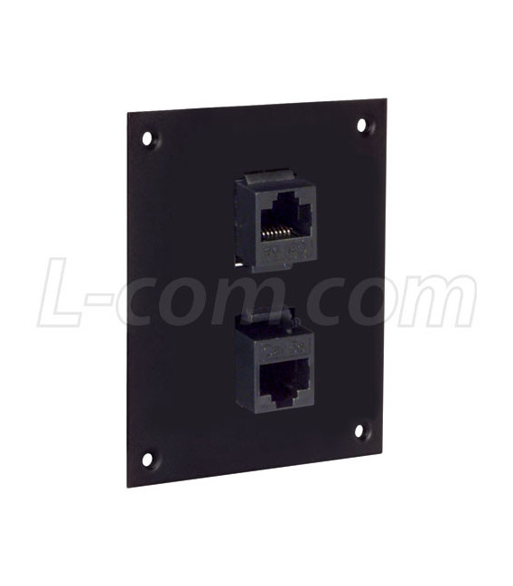 Universal Sub-Panel, 2 Category 5E Right Angle Unshielded RJ45 Couplers