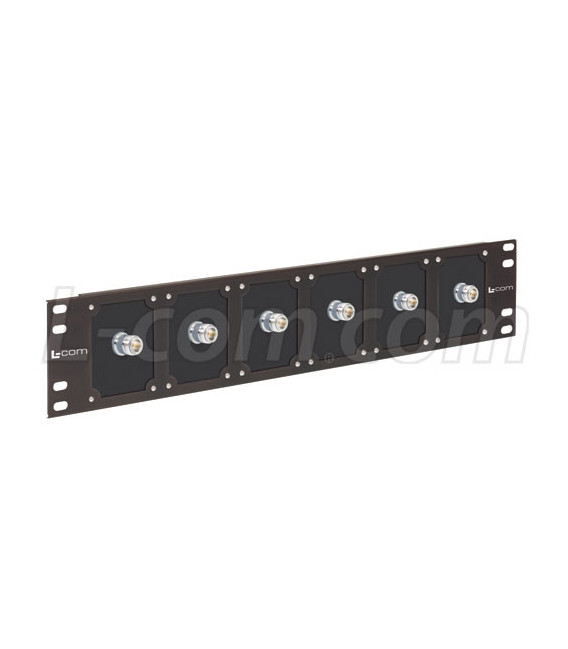 Universal Rack Panel with 6 Type N Couplers, 50 Ohm