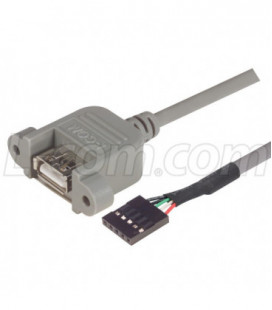 USB Type A Adapter, Female Bulkhead/Female Header 0.5M