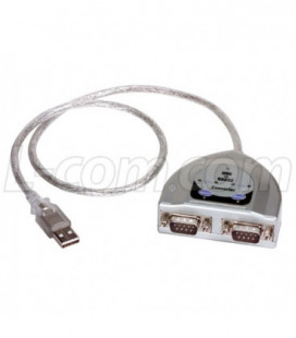 USB to RS232 Converter, 2 RS-232 DB9 Male