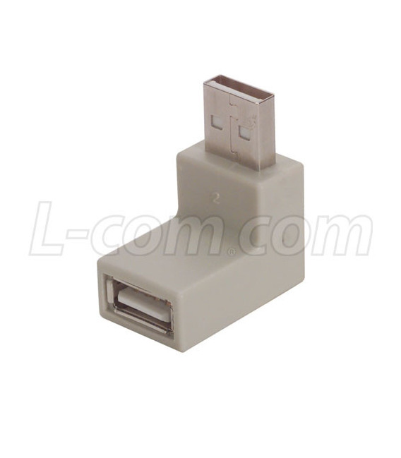 Right Angle USB Adapter, Type A Male/Female, Exit 2