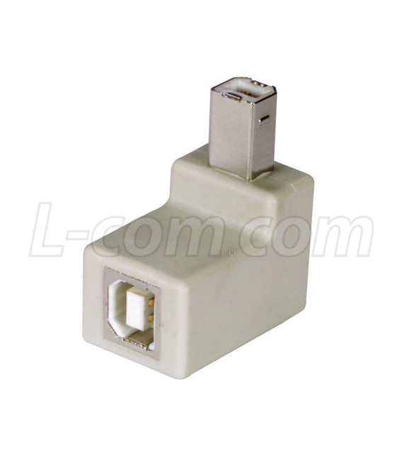 Right Angle USB Adapter, Type B Male/Female, Exit 2