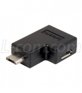 Right Angle USB Adapter, Micro B Female/Male, Exit 2