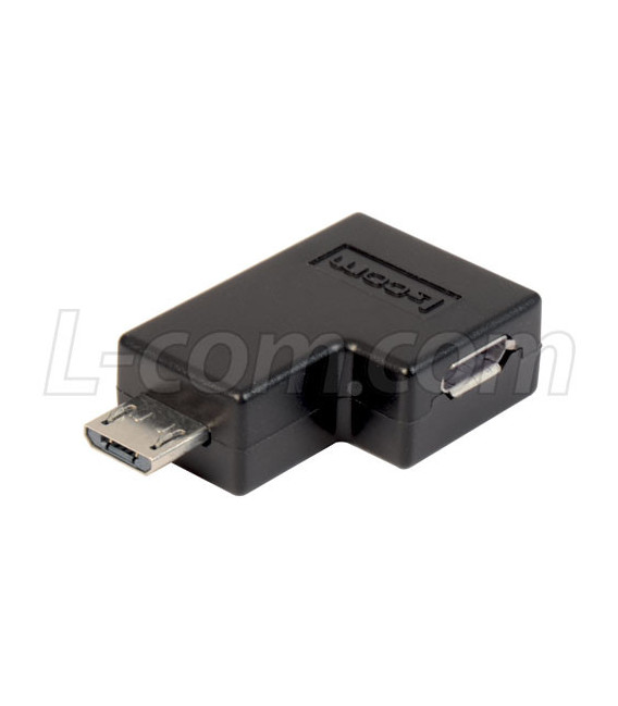 Right Angle USB Adapter, Micro B Male/Female, Exit 1