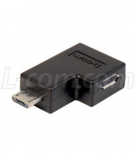 Right Angle USB Adapter, Micro B Male/Female, Exit 1
