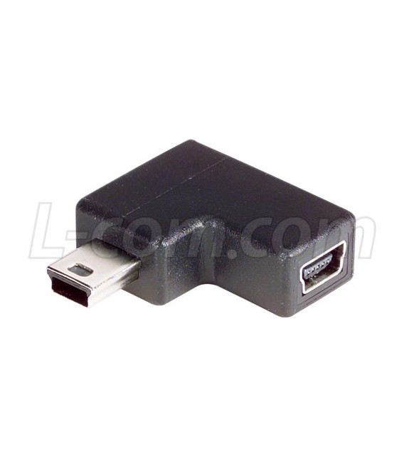 Right Angle USB Adapter, Mini B5 Male/Female, Exit 1