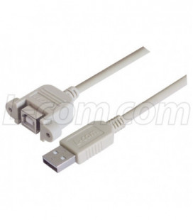 USB Type B Coupler, Female Bulkhead/Type A Male, 1.0m