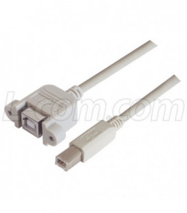 USB Type B Coupler, Female Bulkhead/Type B Male, 1.0m